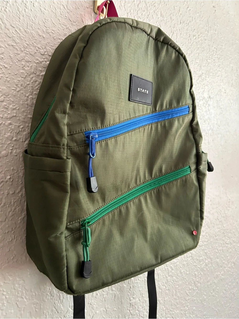 STATE Ripstop Kane Kids Travel Olive Diagonal Zipper Backpack